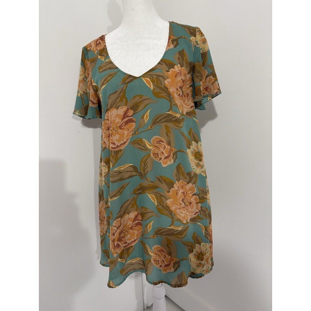 Show Me Your Mumu Kylie Mini Dress Tunic Swing Mint Green Floral Rose Print Sz S